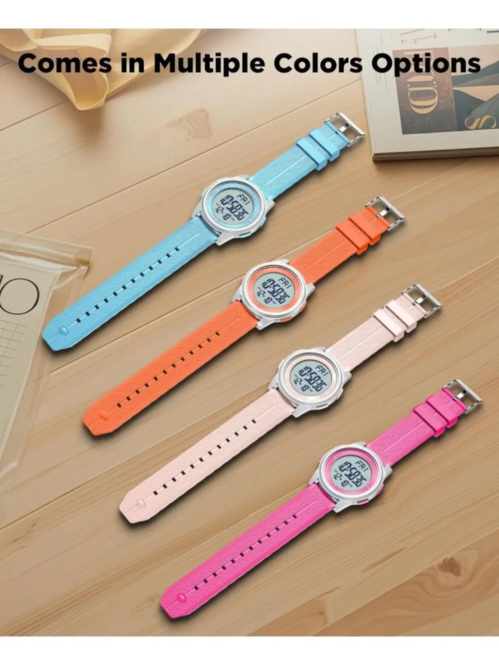 Ultra-Thin Waterproof Digital Sports Watch for Men & Women, 44mm Silicone, Alarm